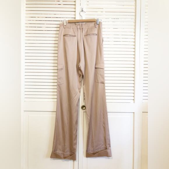 NWOT Elaine Kim Soma Cupro Cuffed Cargo Pant in Champagne Size Medium - Picture 8 of 10